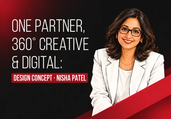 Illustrated fictional Indian personas in a business brand concept scene