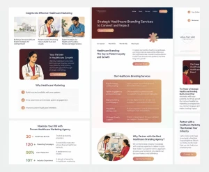 Illustrated fictional Indian personas in a healthcare web concept a scene