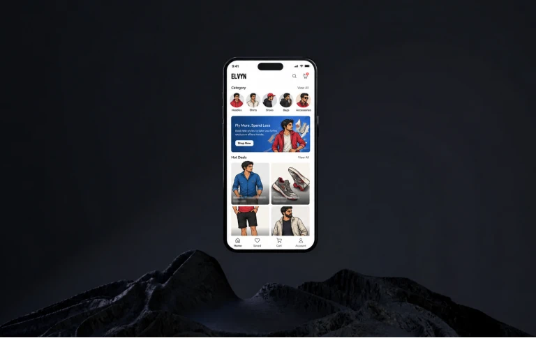 Illustrated fictional Indian personas in a shopping app concept scene
